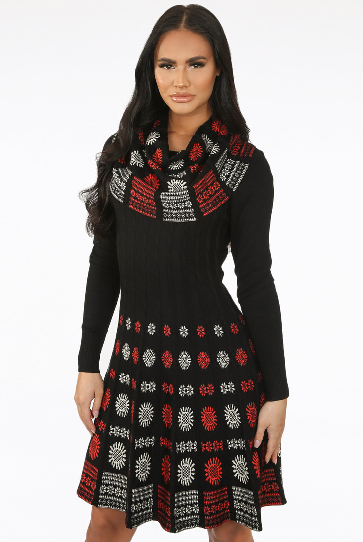Fine Knit Abstract Print Bodycon Dress