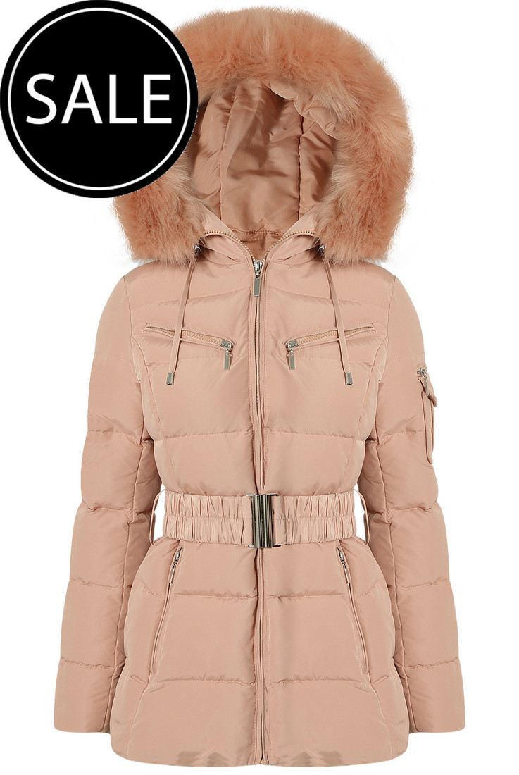 Quilted Natural Fur Puffer Jackets