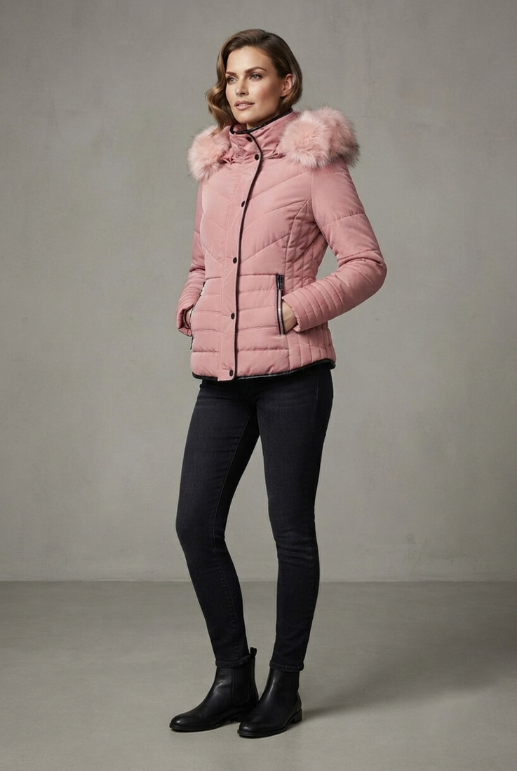 Fur Hood Funnel Neck Jacket - 3 Colours