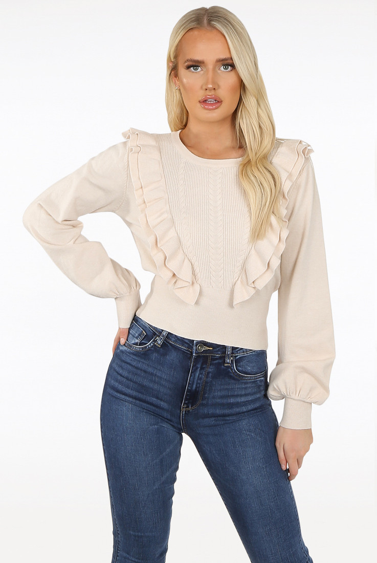 Ruffle Front Knitted Jumper