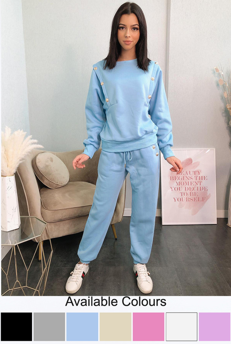 Button Sweatshirt & Joggers Set