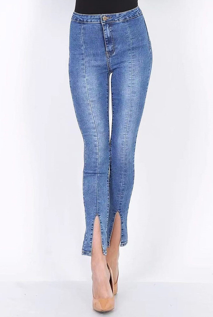 High Waisted Ankle Slit Jeans