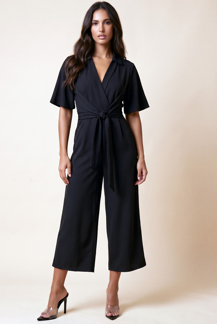 Tie Up Wide Leg Jumpsuit