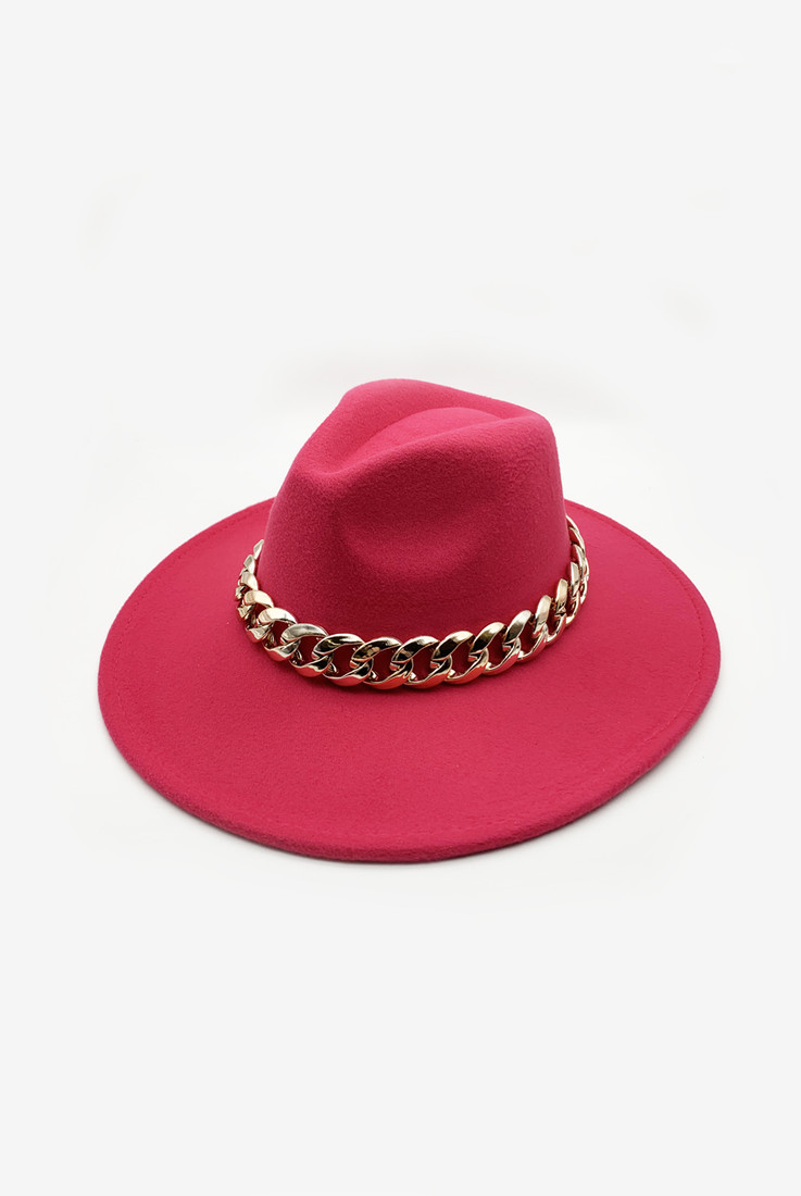  Fedora Hat With Chunky Chain