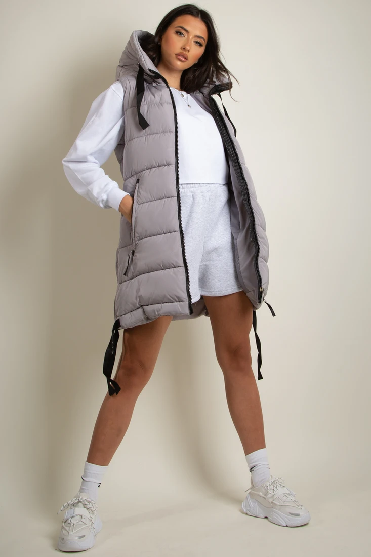 Hooded Puffer Gilet With Black Tabard