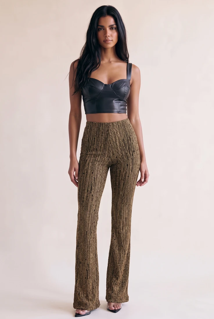 Lurex Stripe Flared Trousers