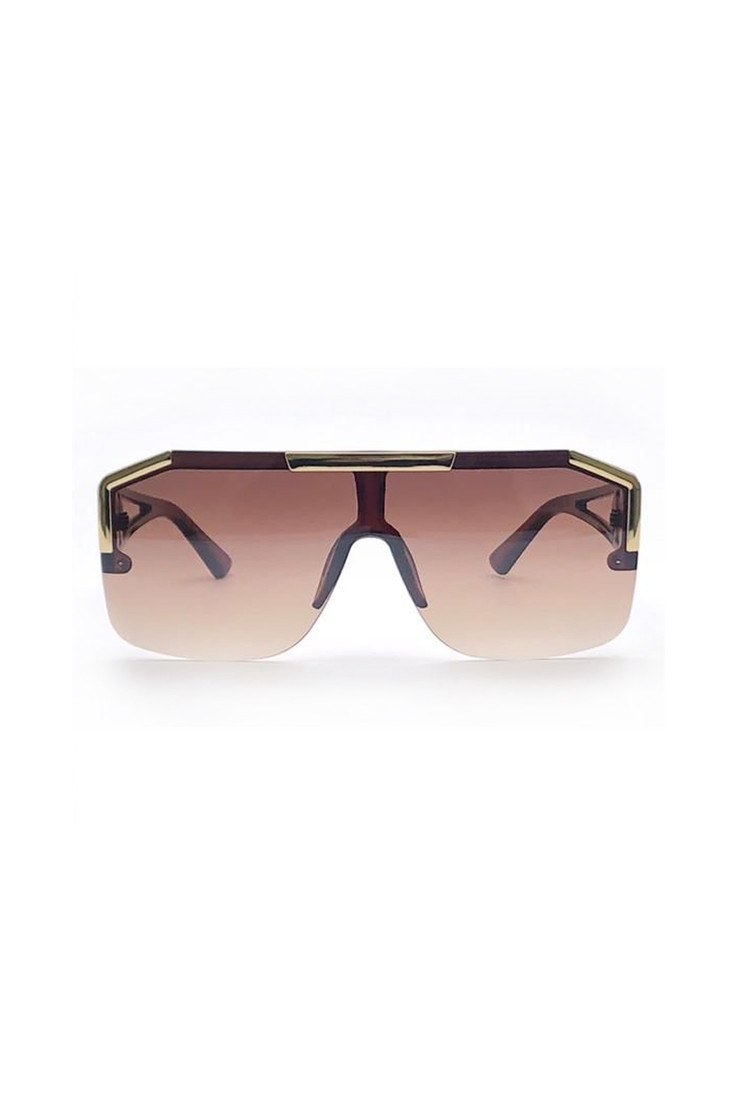 Oversized Gold Trim Flat Top Sunglasses