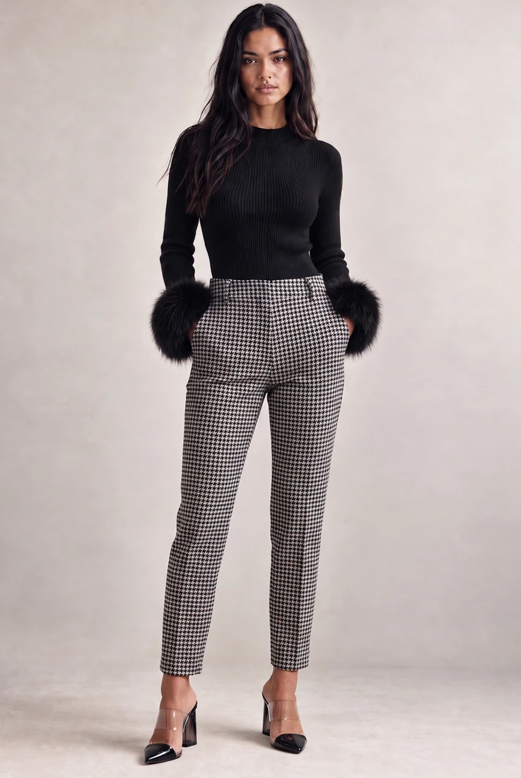 Houndstooth Tailored Trousers