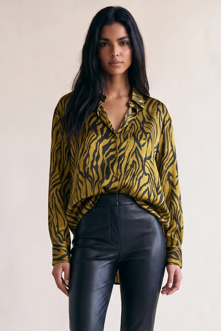 Zebra Print Satin Shirt
