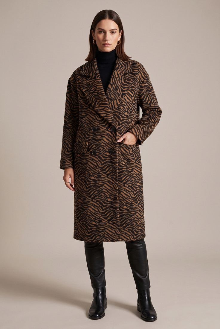 Zebra Print Long Line Coat