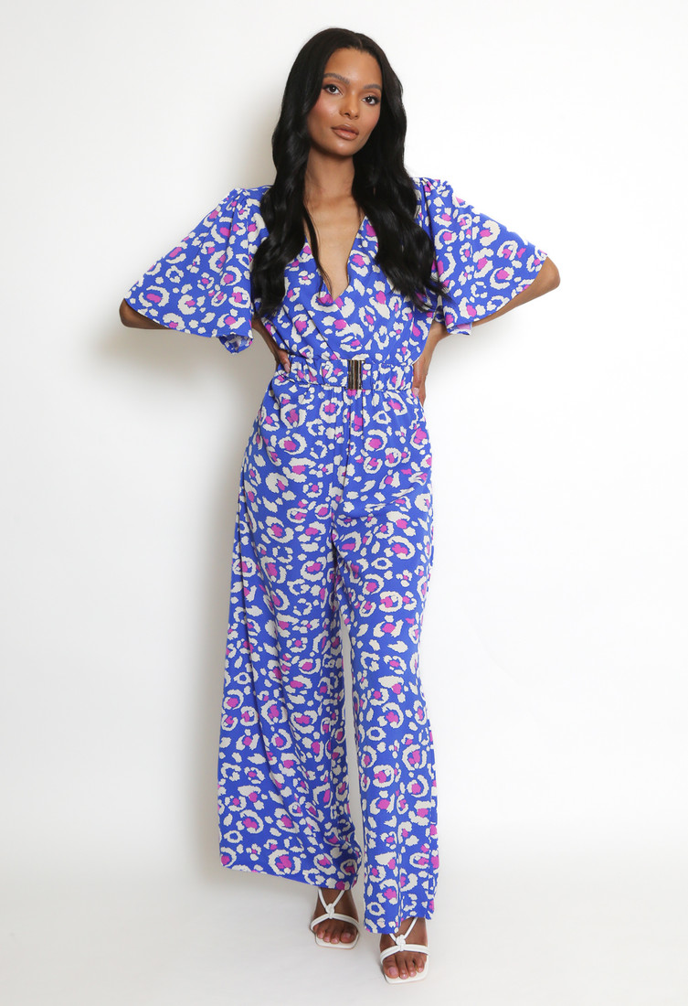 Animal Print Belted Jumpsuit