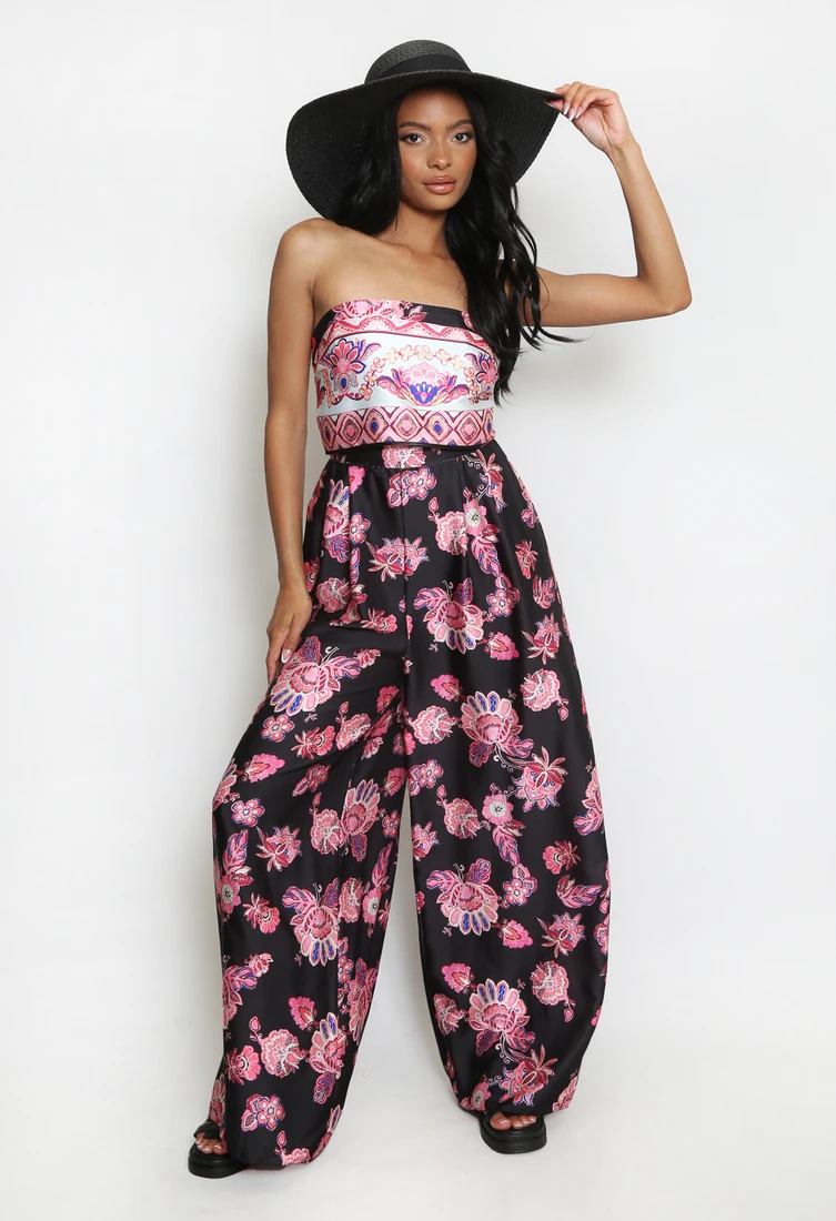 Floral Print Bandeau Jumpsuit