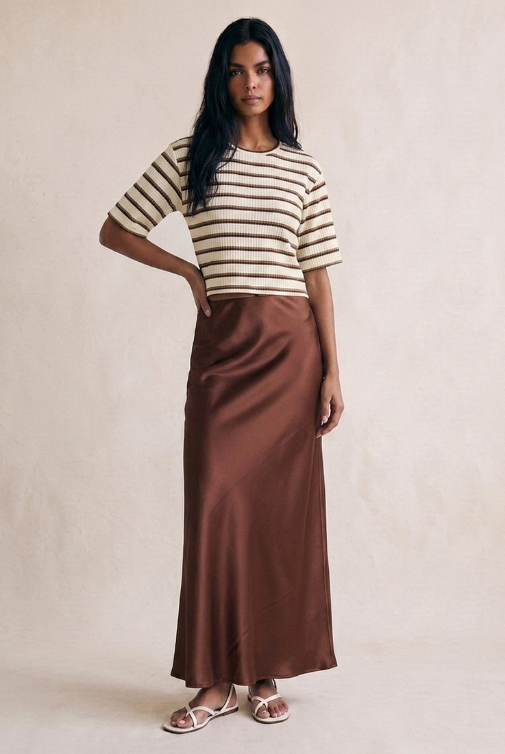 Satin A-Line Maxi Skirt