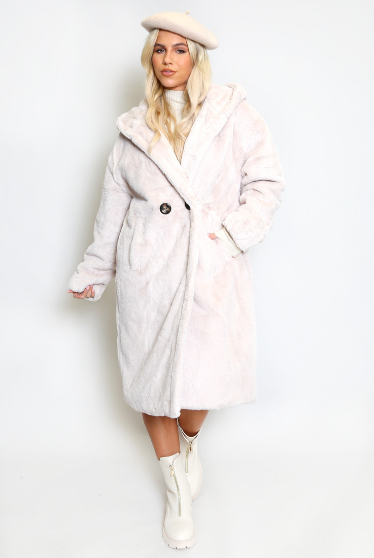 Super Soft Faux Fur Hooded Coat