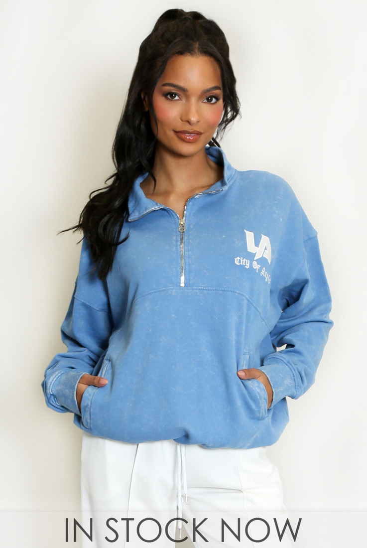 Acid Wash LA Half Zip Sweatshirt 