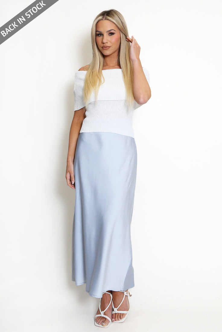 Satin High Waist A-Line Maxi Skirt