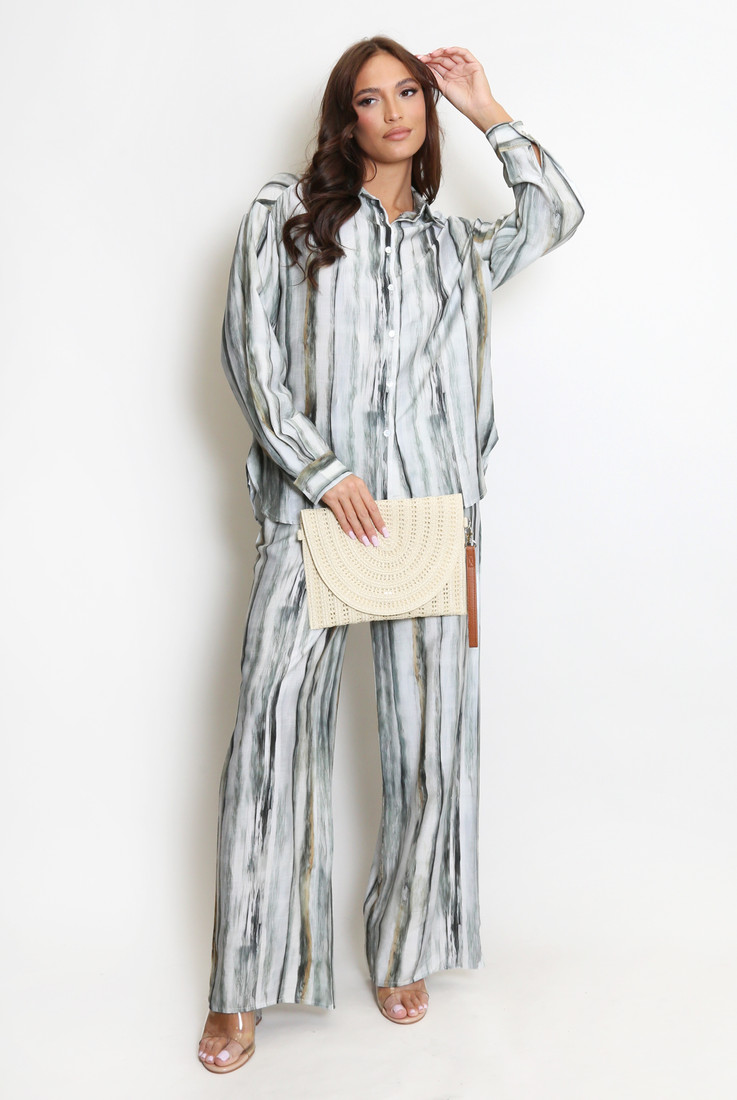 Marble Stripe Blouse And Trouser Set
