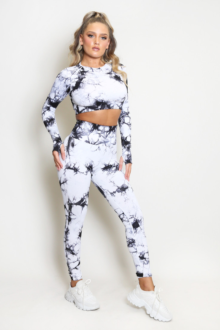 Tie Dye Print Tops And Leggings Set