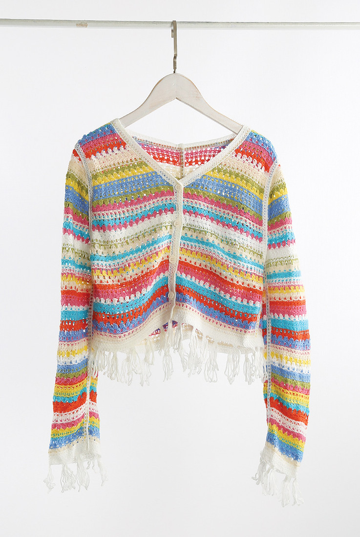 Multicolour Crochet Tassel Blouse
