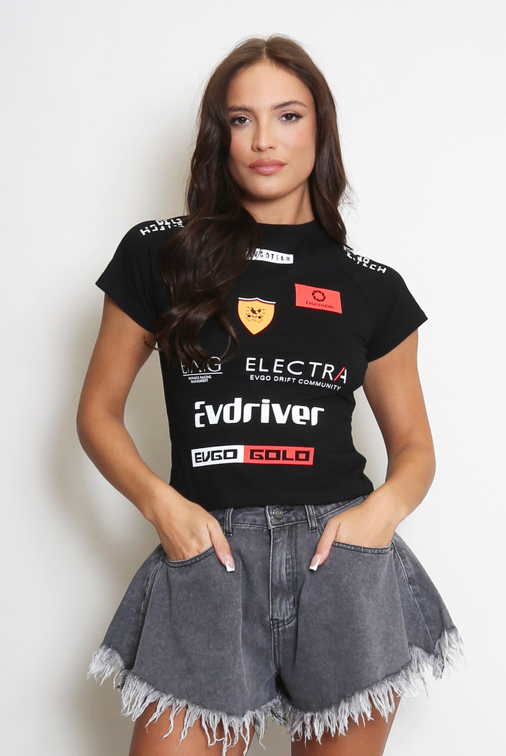 Racing Print Cropped T-Shirt