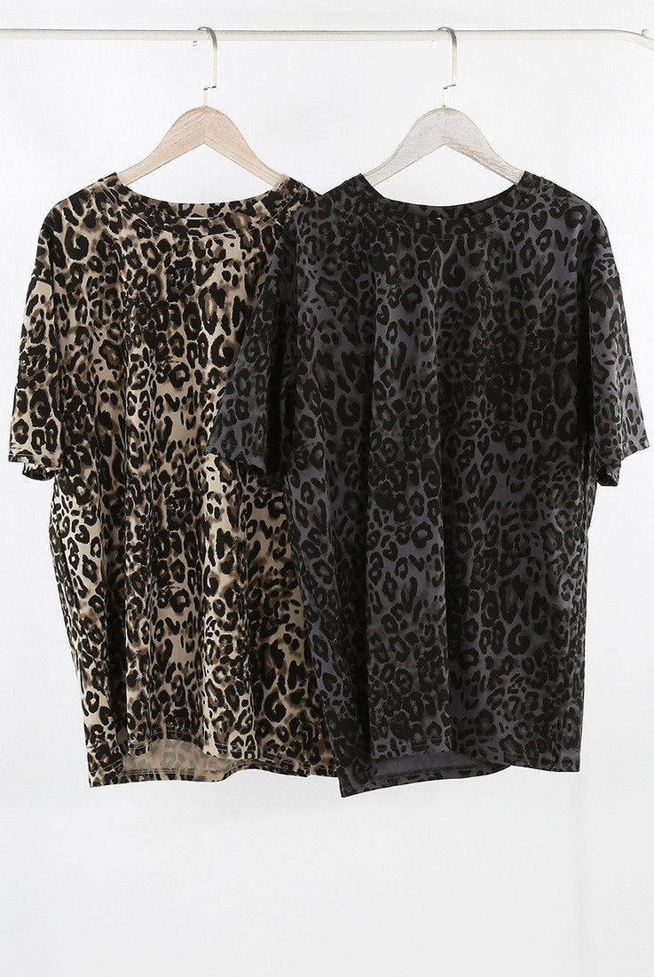 Leopard Print Round Neck T-Shirt