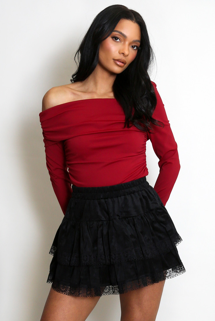 Off Shoulder Gathered Bodysuit