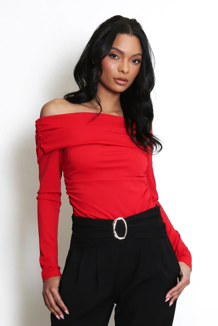 Off Shoulder Gathered Bodysuit