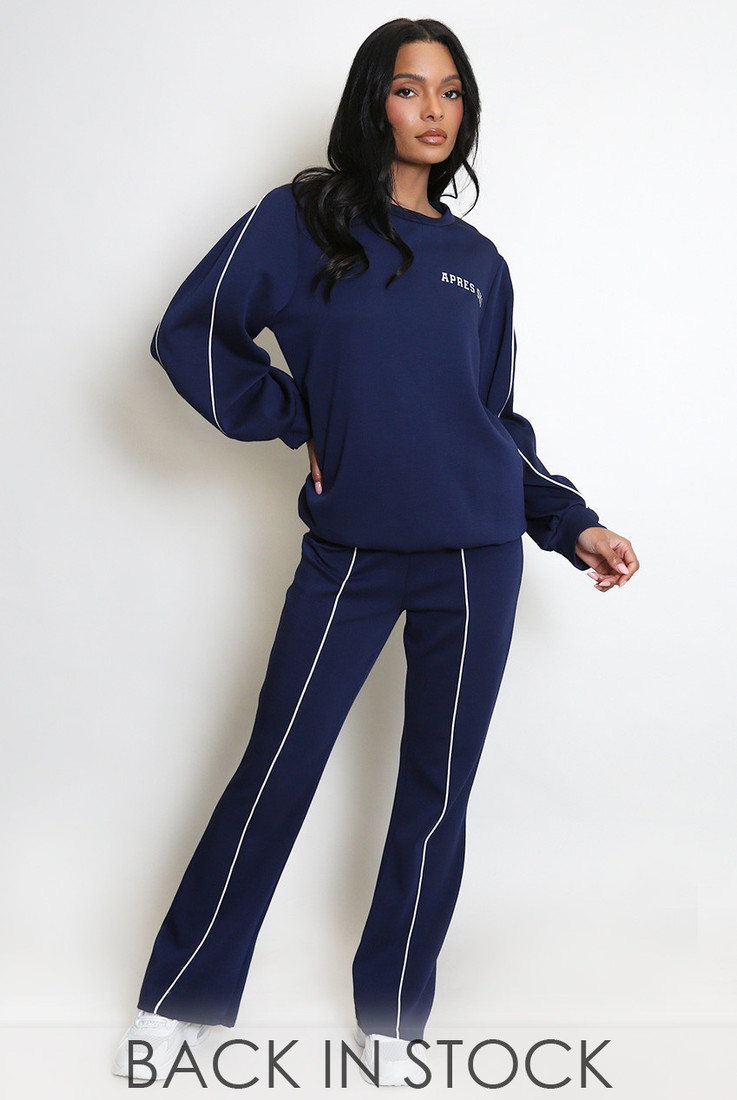 Apres Ski Slogan Sweatshirt And Flared Trouser Set