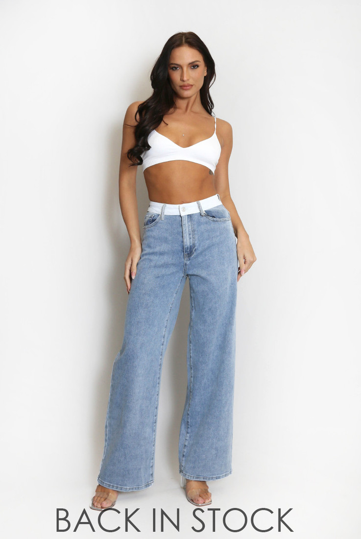 Banded Waist Dad Fit Jeans