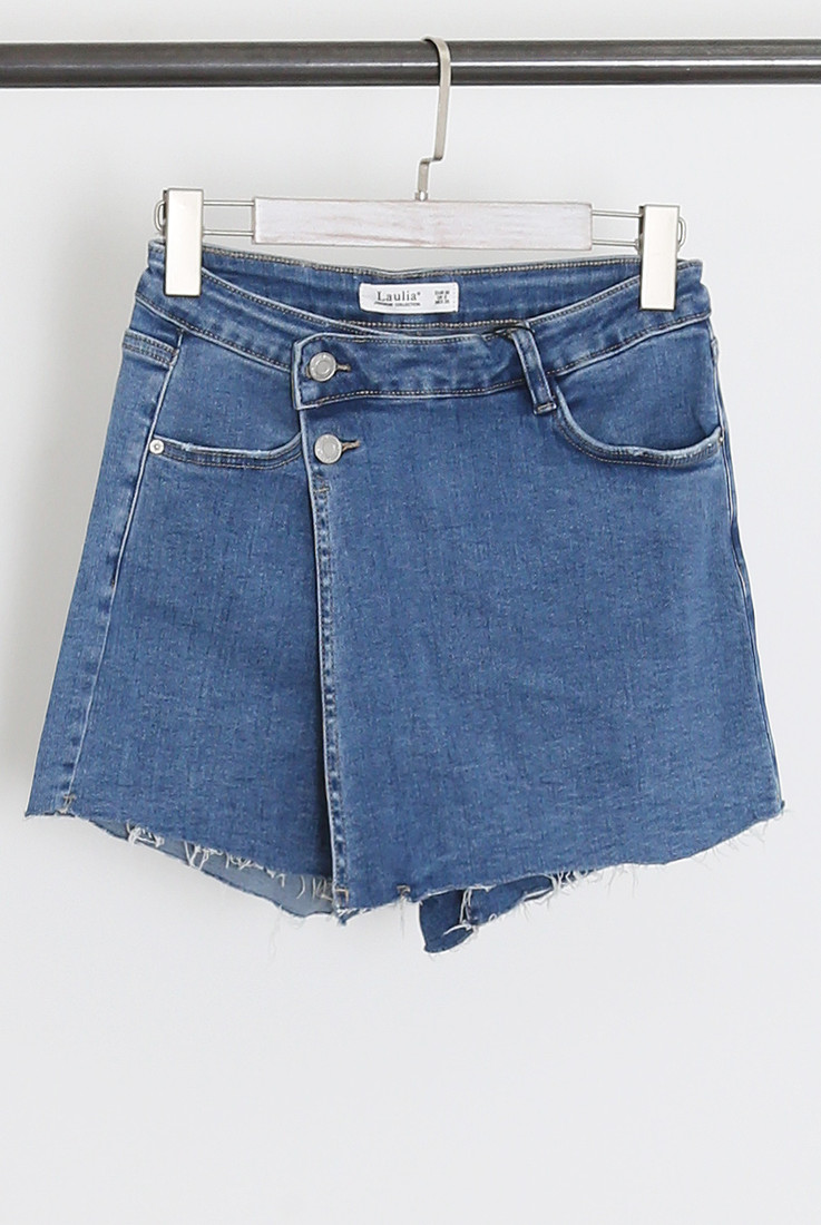 Blue Denim Overlap Skort