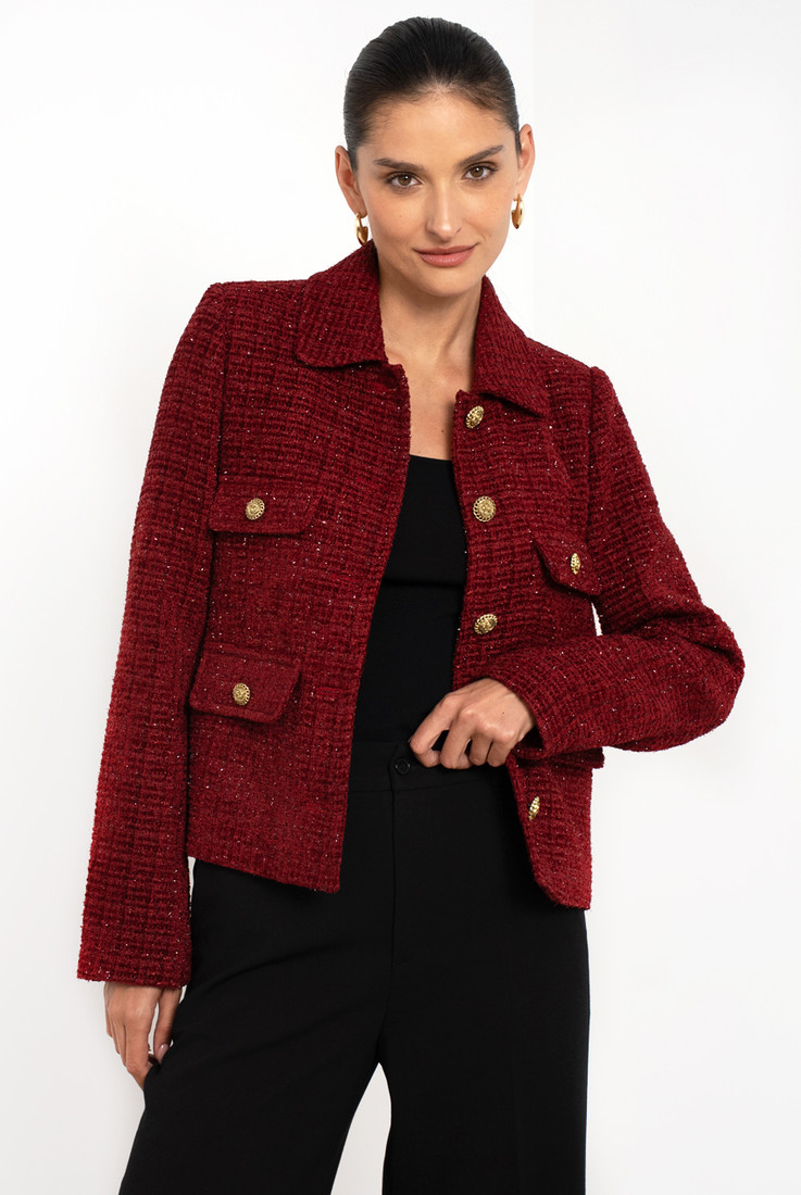 Metallic Tweed Boxy Blazer