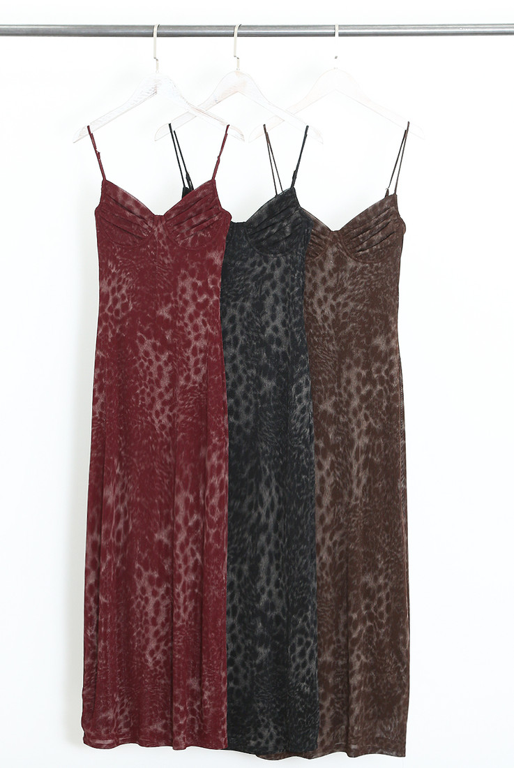 Mesh Leopard Print Midi Dress