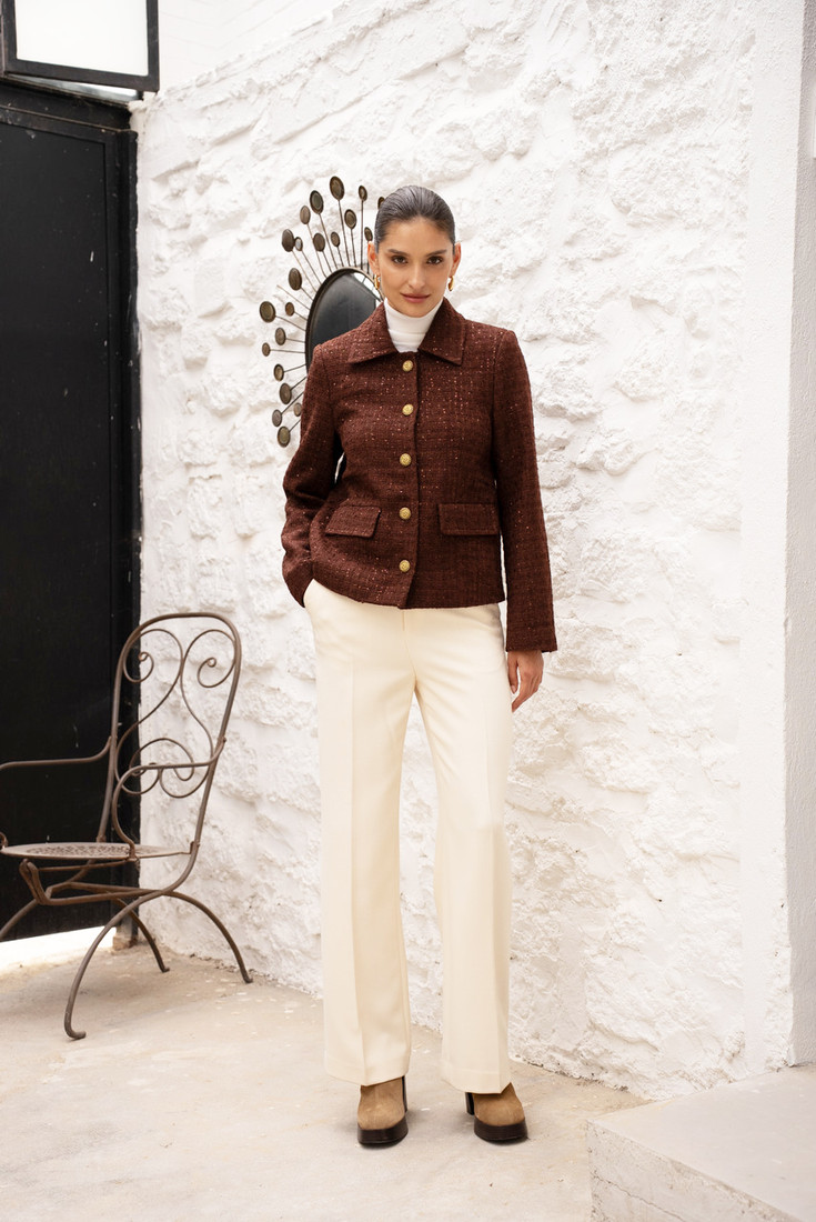  Tweed Sequin Boxy Blazer