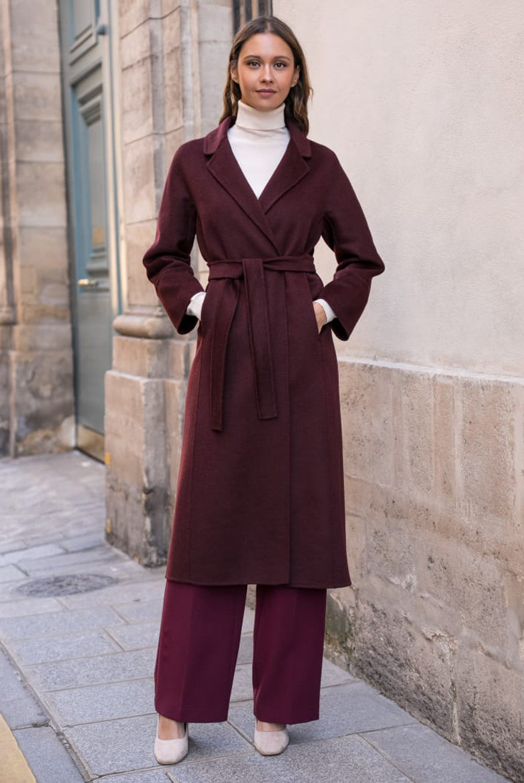 Wool Blend Belted Duster Coat
