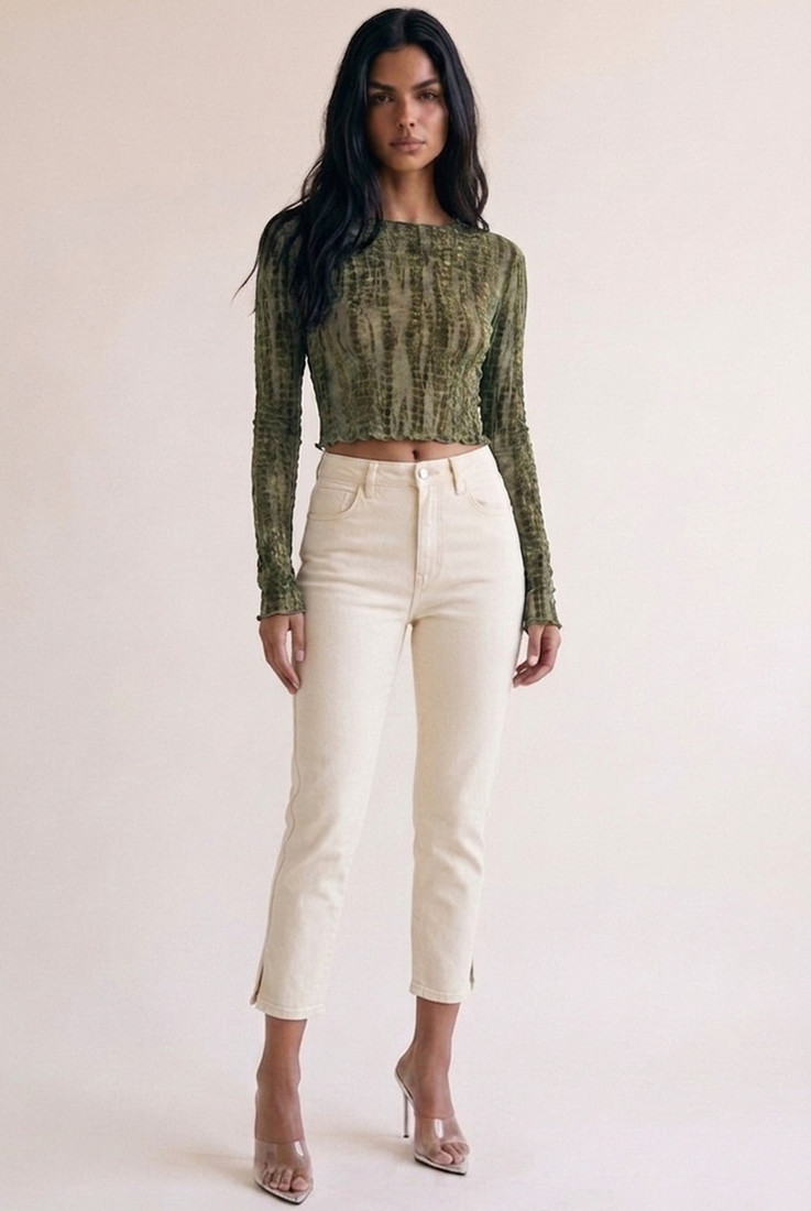 Abstract Mesh Long Sleeve Top