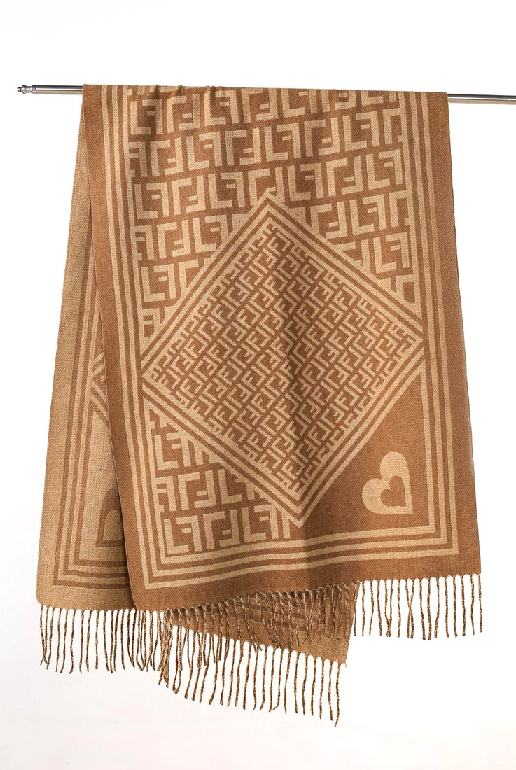 Designer Inspired F Print Wool Blend Scarf