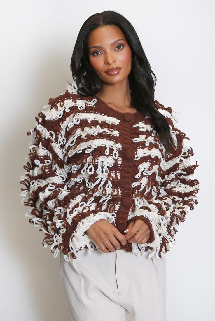 Contrast Loop Knit Cardigan Contrast Loop Knit Cardigan