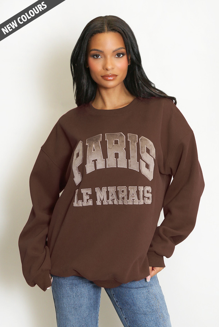 Paris Embroidered Slogan Sweatshirt