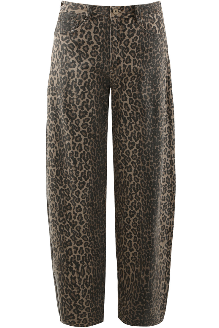Animal Print Barrel Leg Jeans