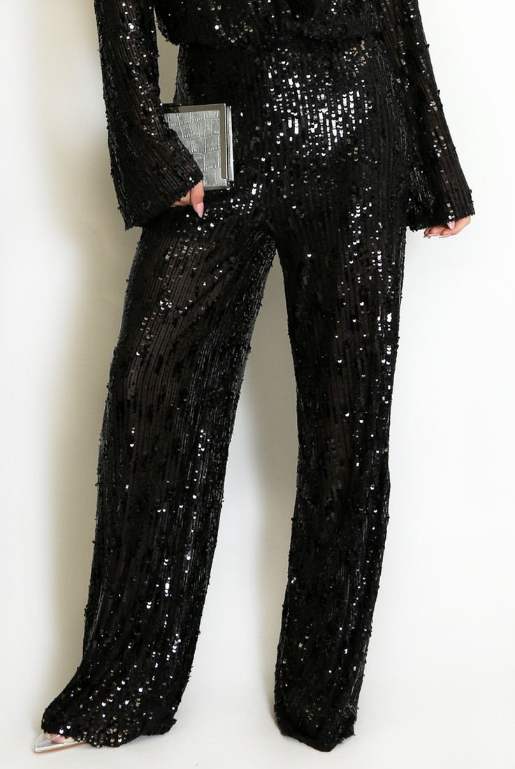 Striped Sequin Wide Leg Trouser Striped Sequin Wide Leg Trouser