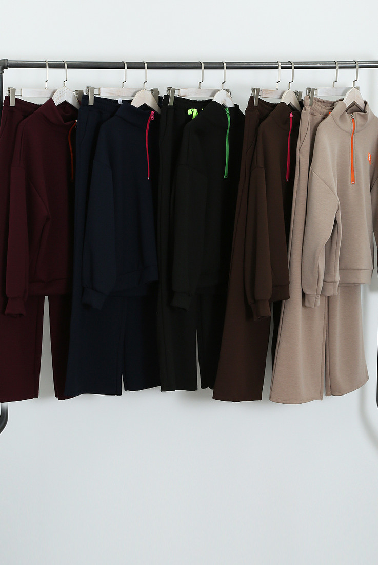 Slogan Tag Half Zip Jumper and Trouser Set