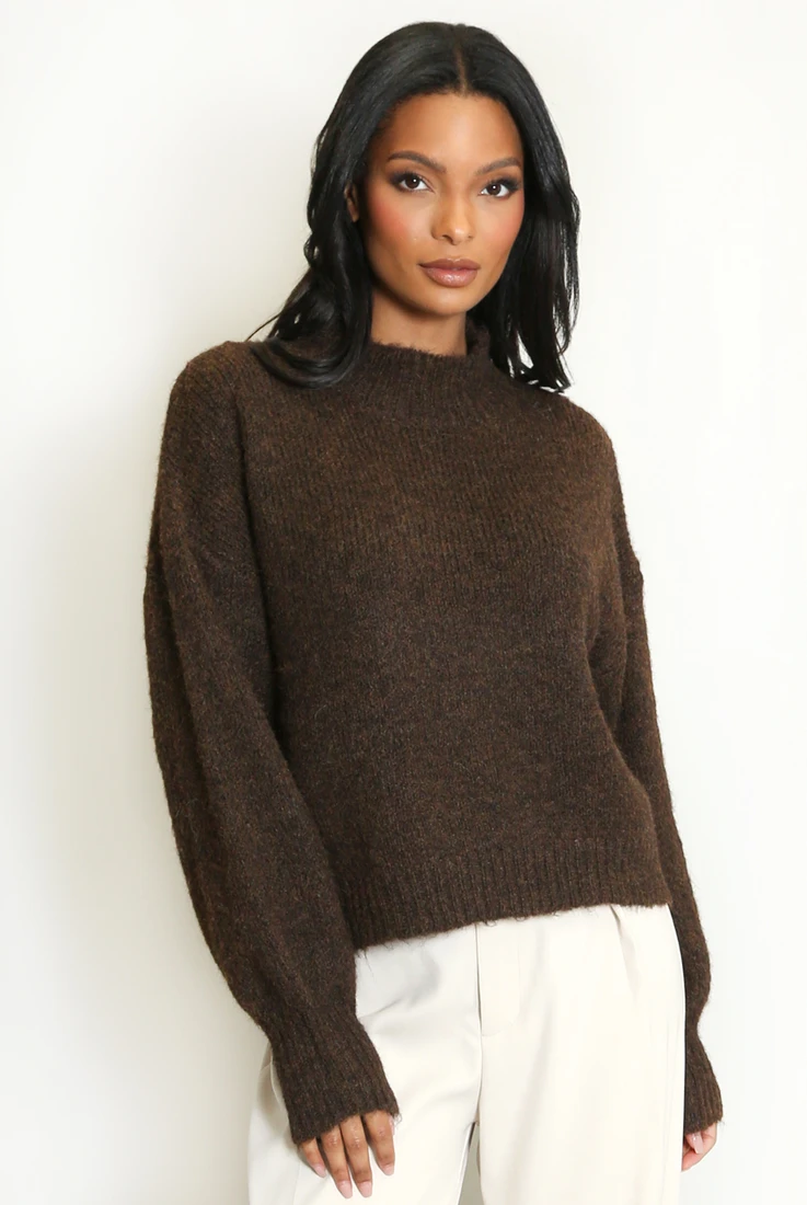 Mohair Fluffy Knit High Neck Jumper