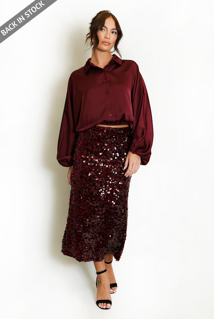 Sequin Disc Midi Skirt