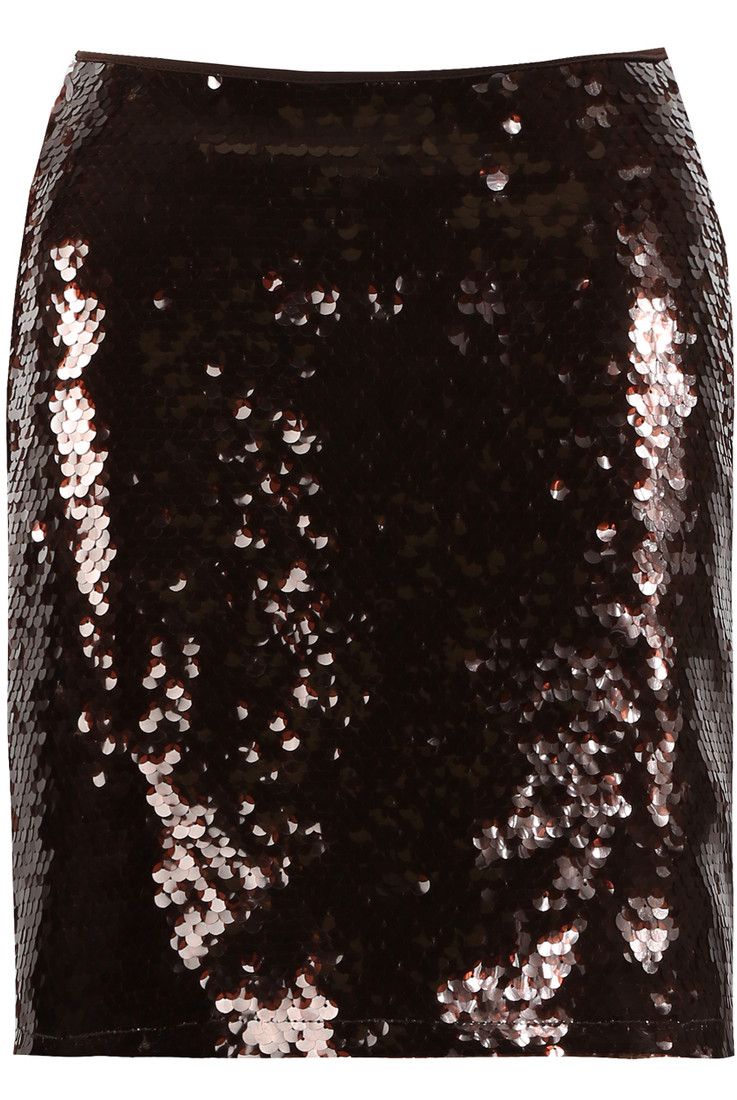 Brown Sequin Mini Skirt