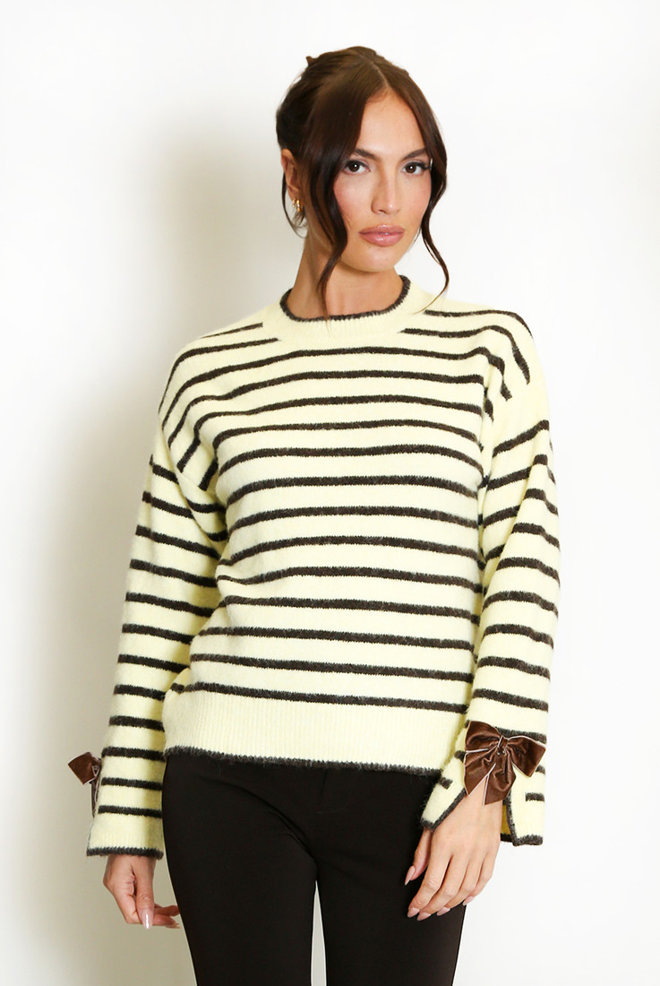 Bow Cuff Striped Jumper
