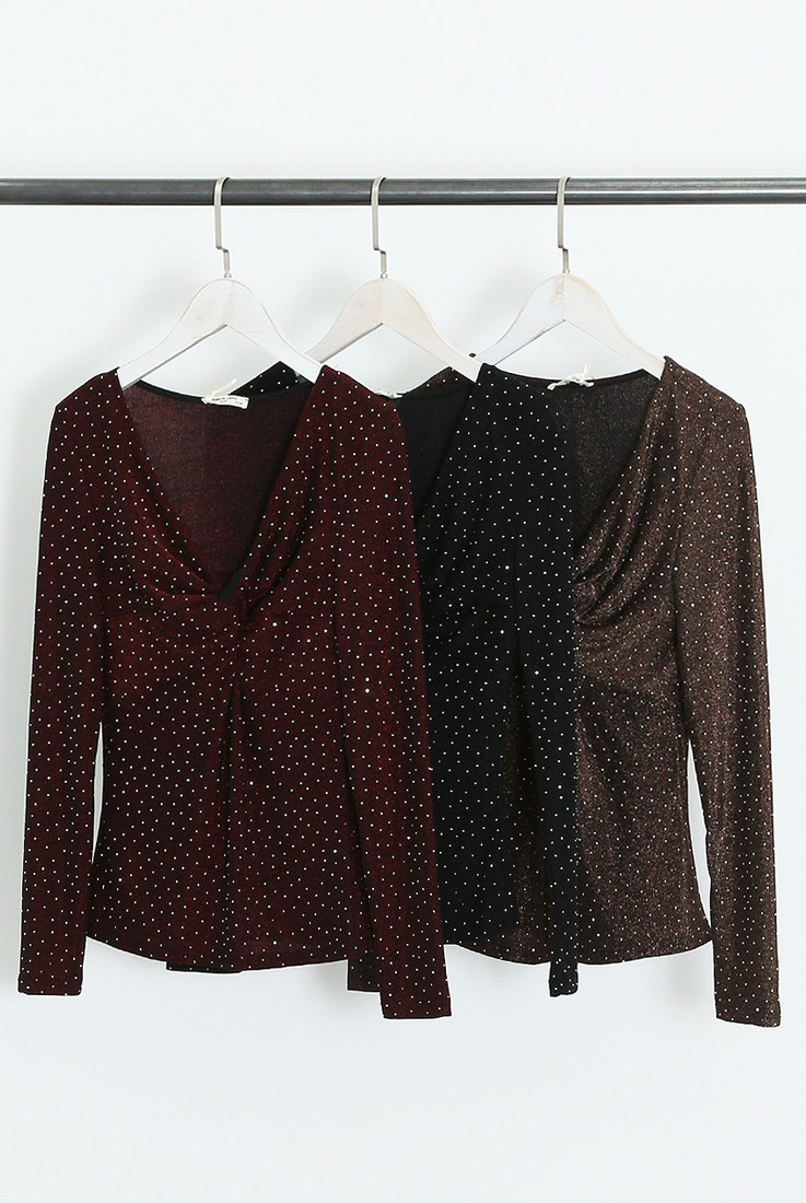 Stud Embellished Gathered Top