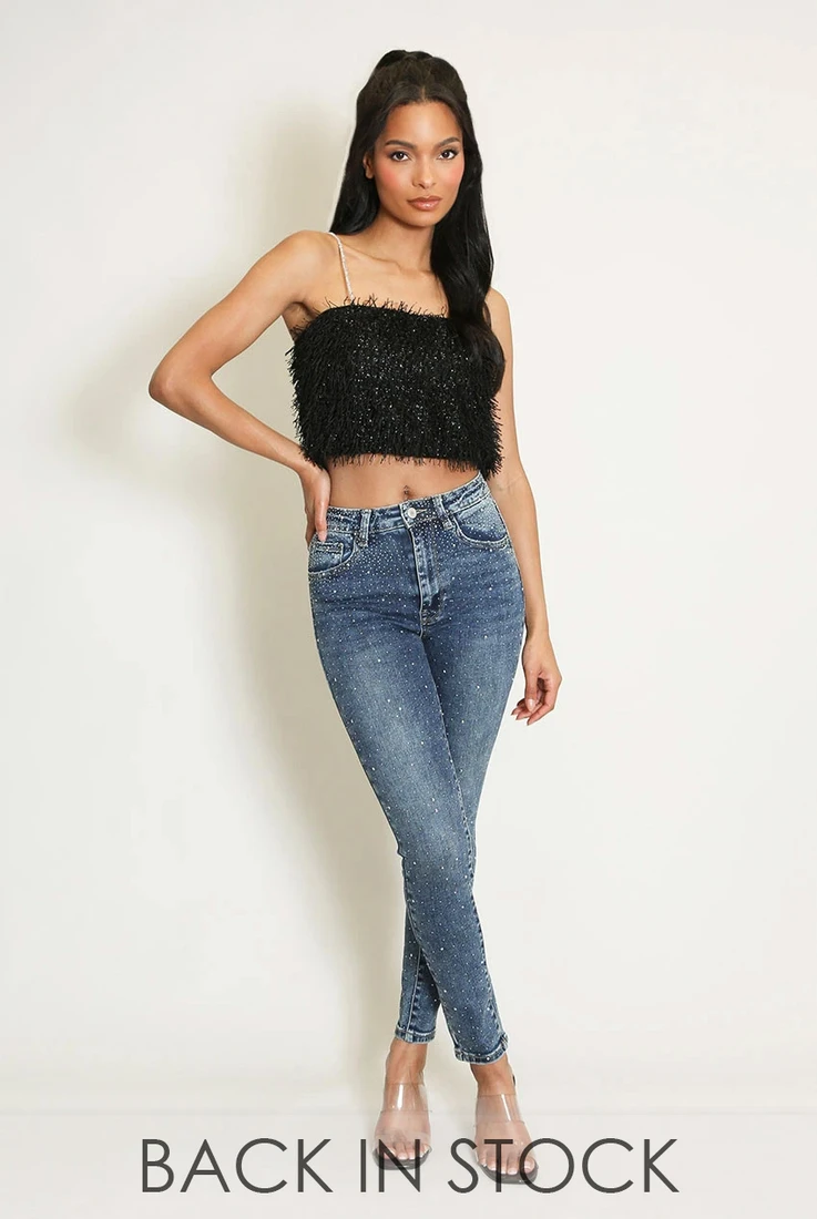 All Over Studded Skinny Jeans