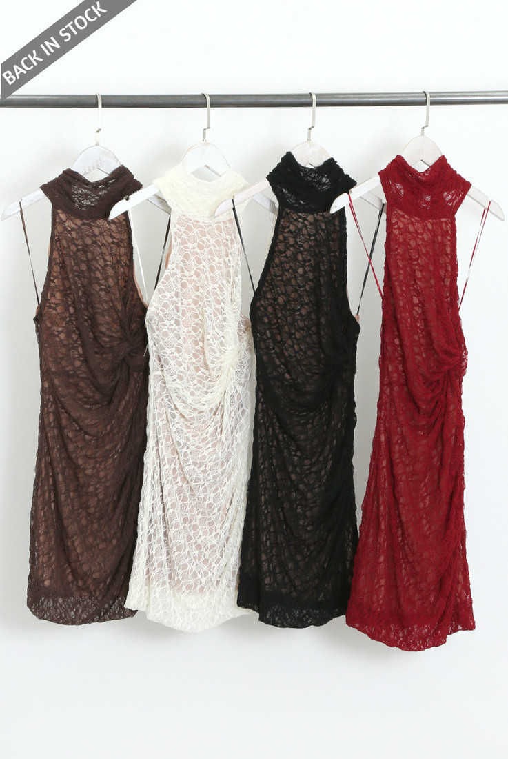 Lace Halter Neck Mini Dress