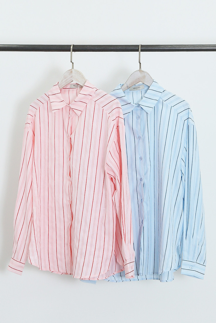 Cotton Blend Striped Shirt