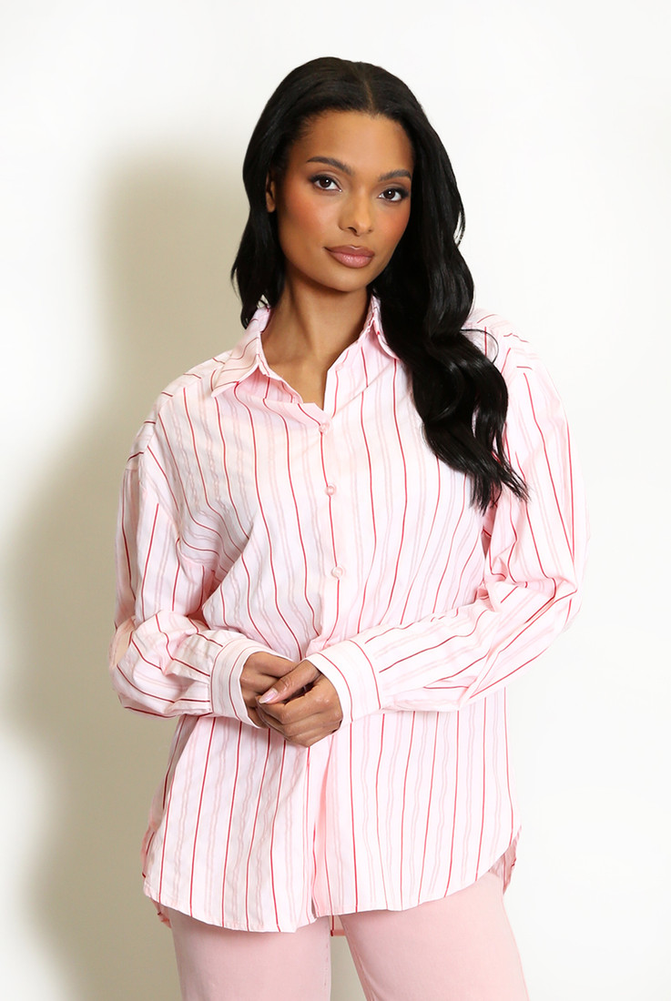 Cotton Blend Striped Shirt